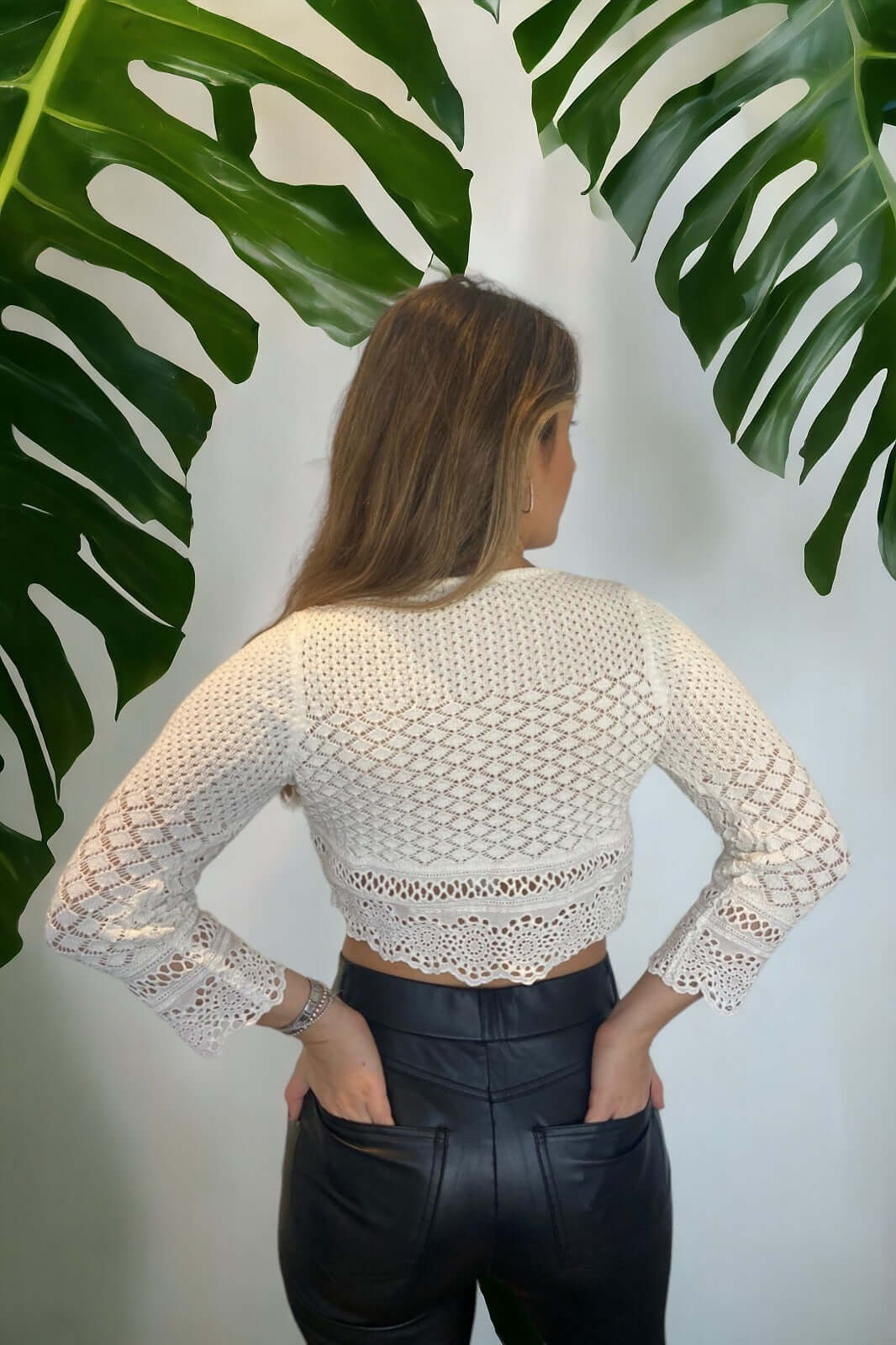 Openwork Knitwear Blouse-White