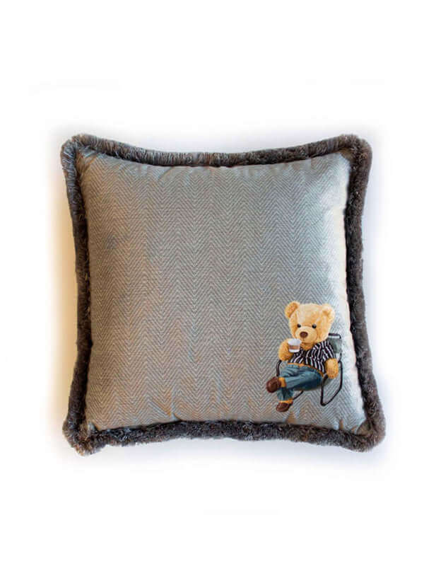 GREY TED VELVET CUSHION