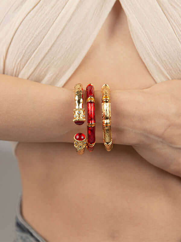 Cleopatra Gold Bracelet with Ruby Stone