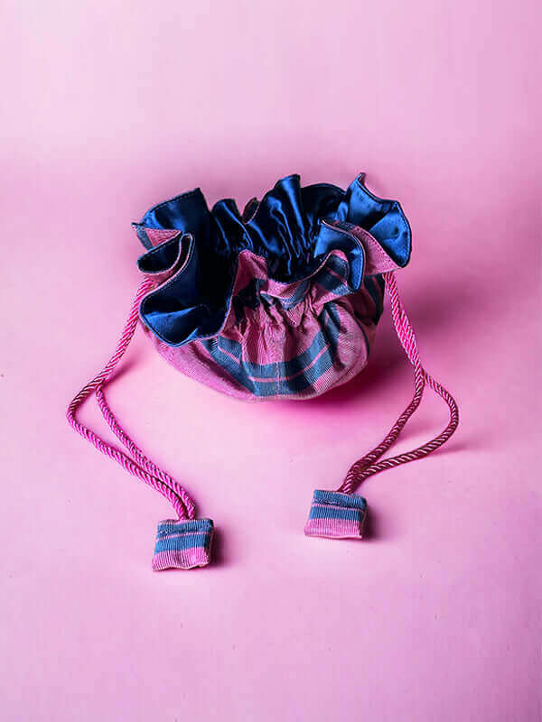 Kutnu Fuschia Drawstring Jewelery Bag