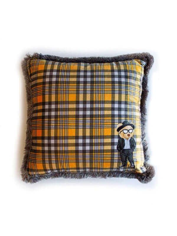 YELLOW TED VELVET CUSHION