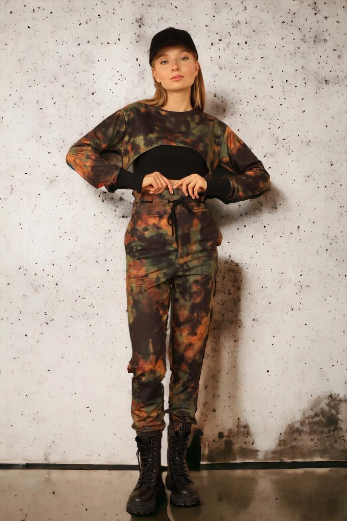 Camouflage Patterned Tracksuit 3 Piece Set - Camouflage