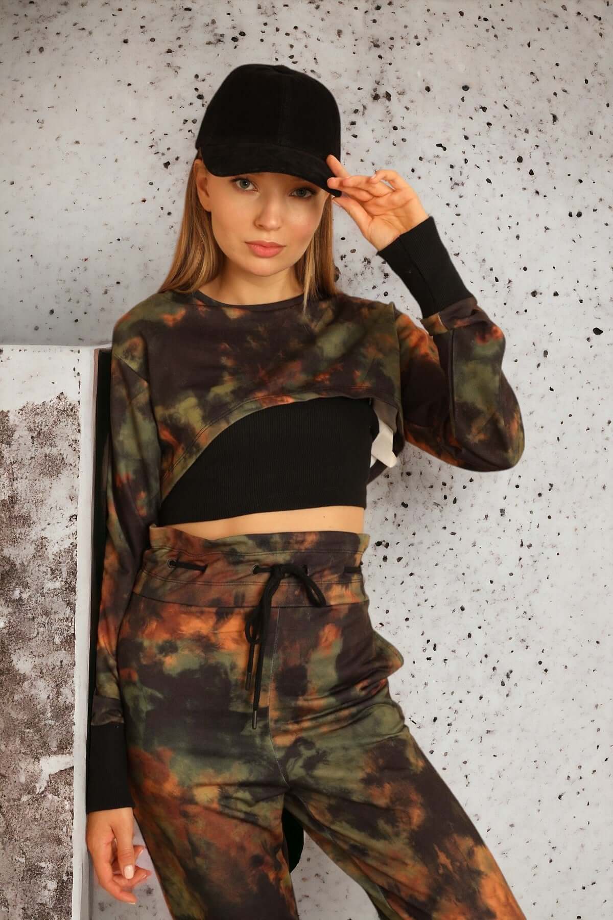 Camouflage Patterned Tracksuit 3 Piece Set - Camouflage