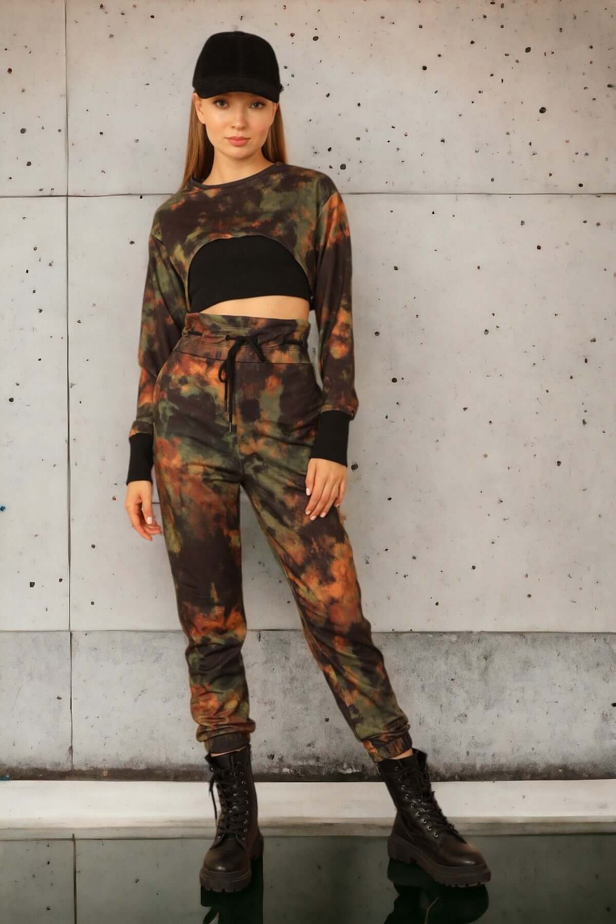 Camouflage Patterned Tracksuit 3 Piece Set - Camouflage