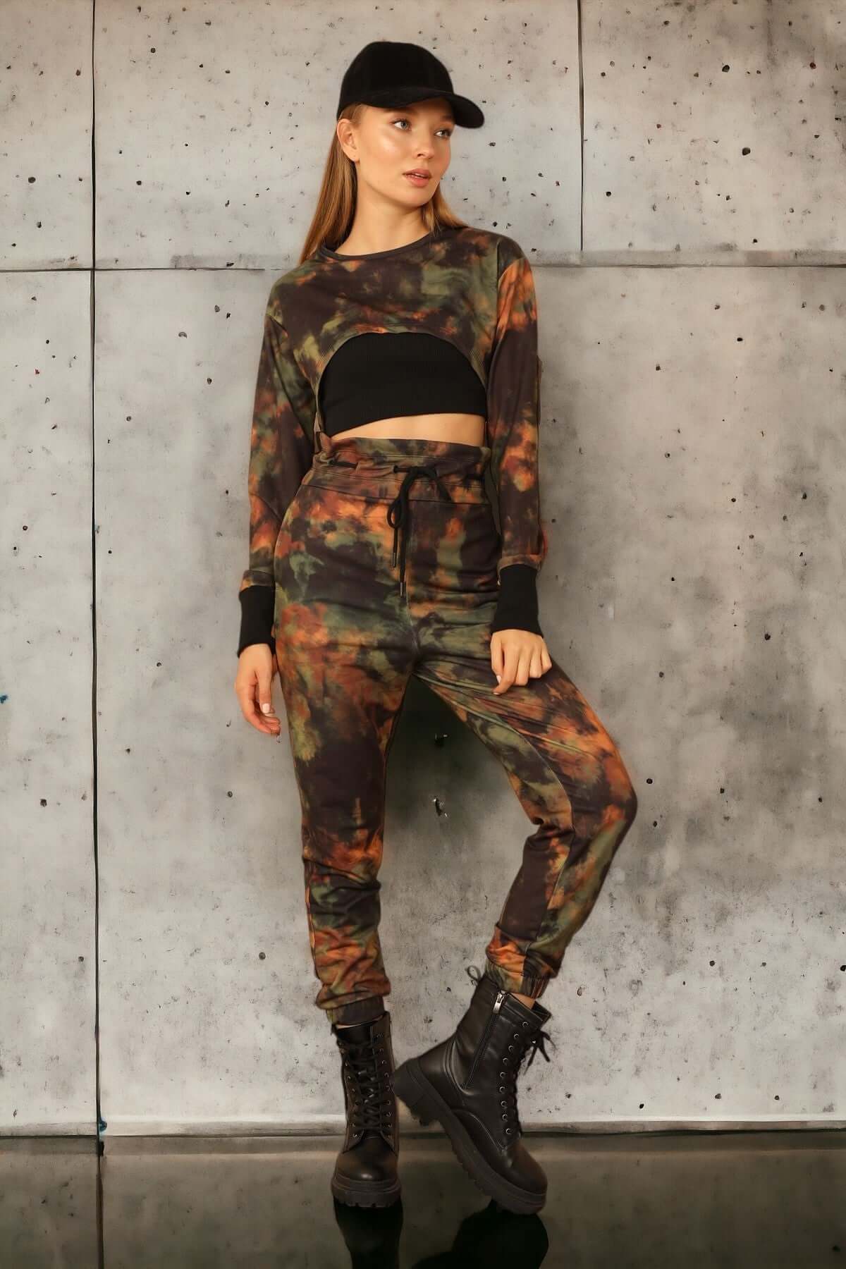 Camouflage Patterned Tracksuit 3 Piece Set - Camouflage