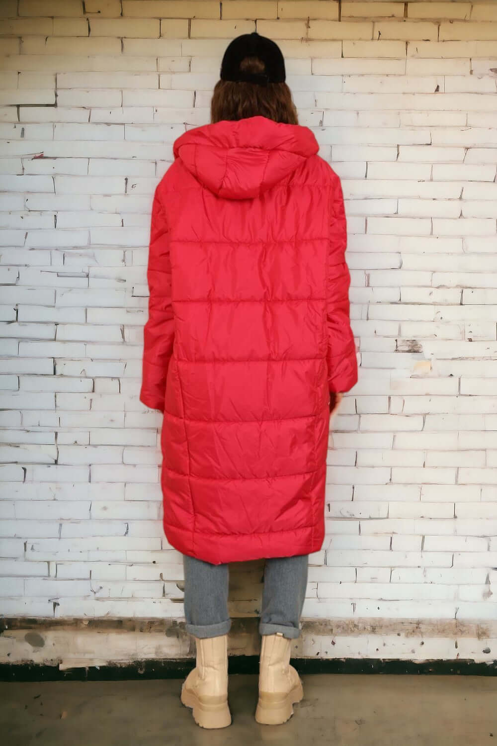 Oversized Hooded Long Puffer Anorak - Pink