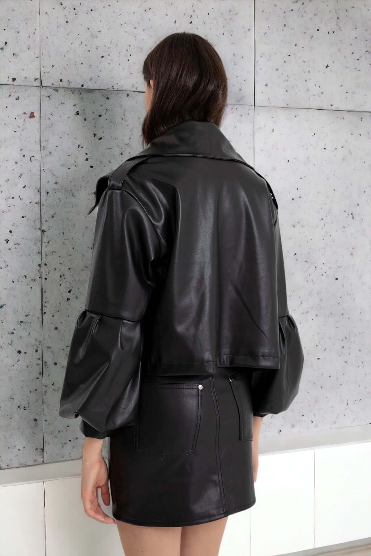 Faux Leather Jacket - Black