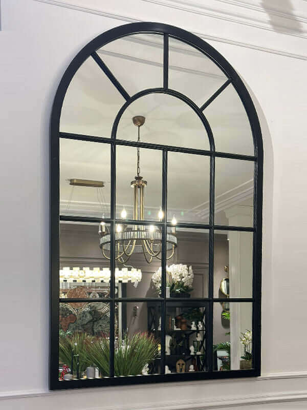 Black Arched Metal Frame Mirror