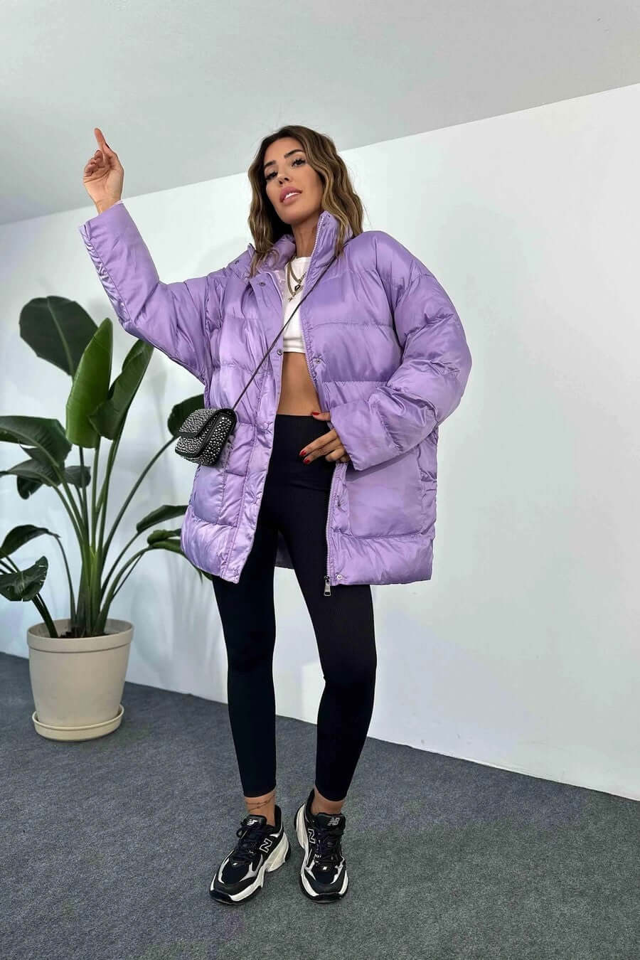 Quilted Short Puffer Jacket - Lilac