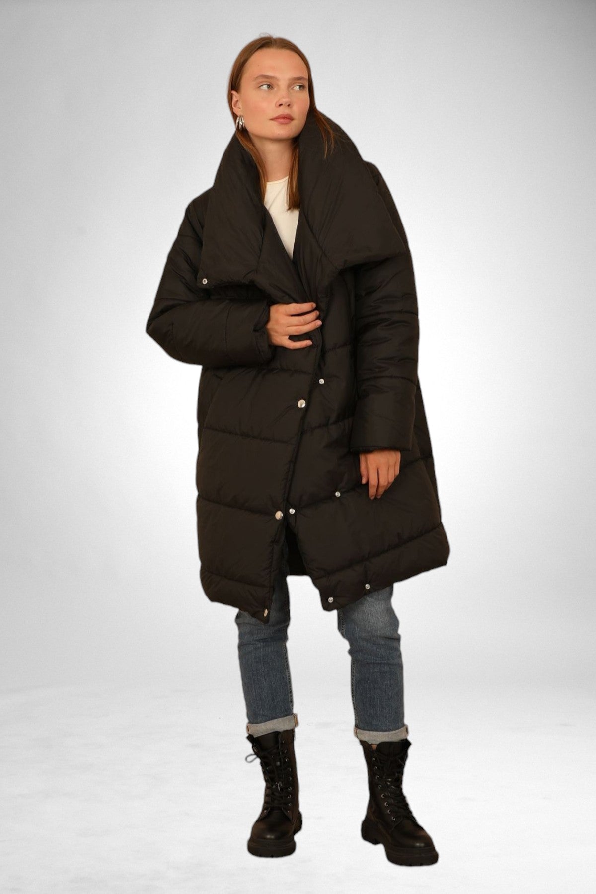 Long Puffer Anorak - Black