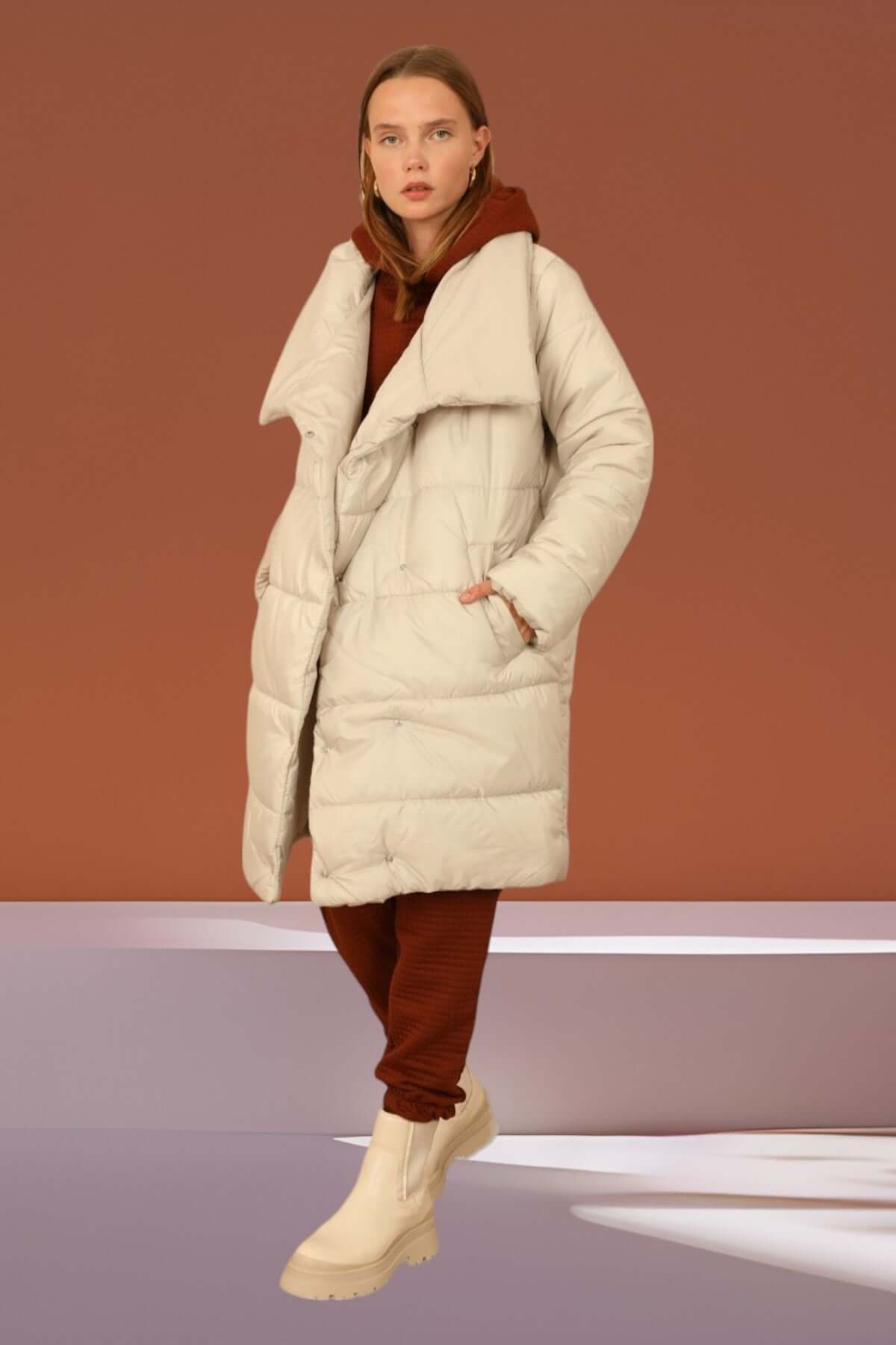 Long Puffer Anorak - Ecru