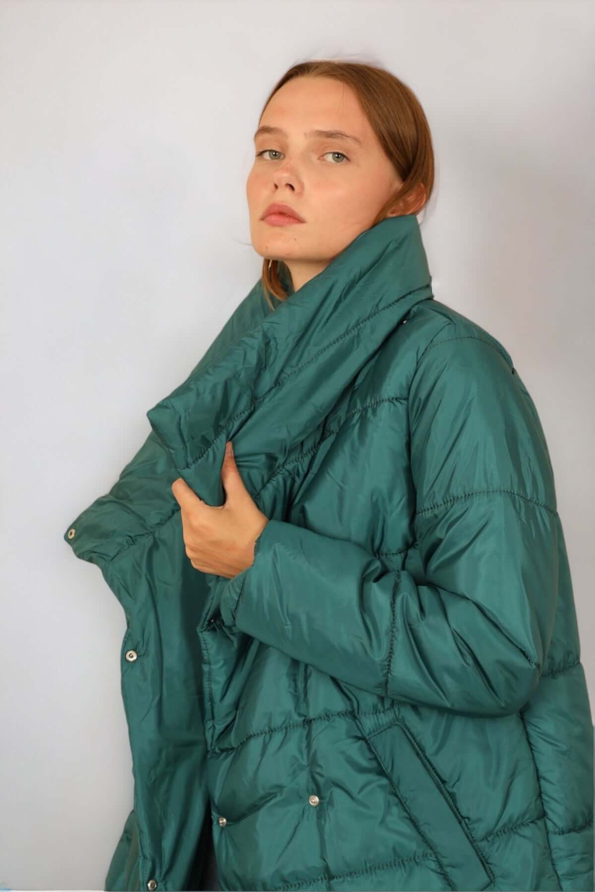 Long Puffer Anorak - Green