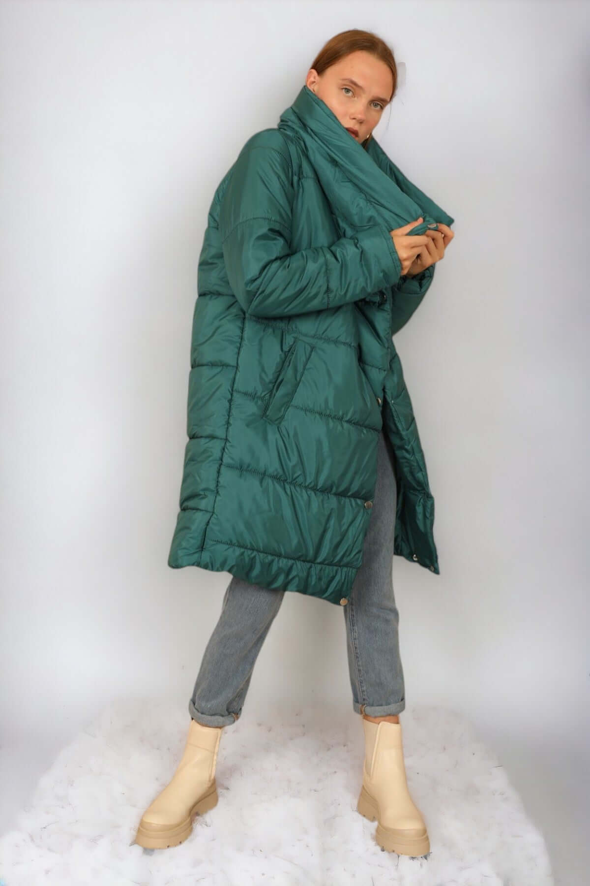 Long Puffer Anorak - Green