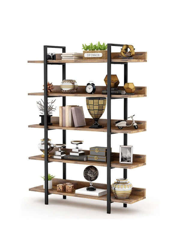 Metal Frame Bookshelf with Wood Racks