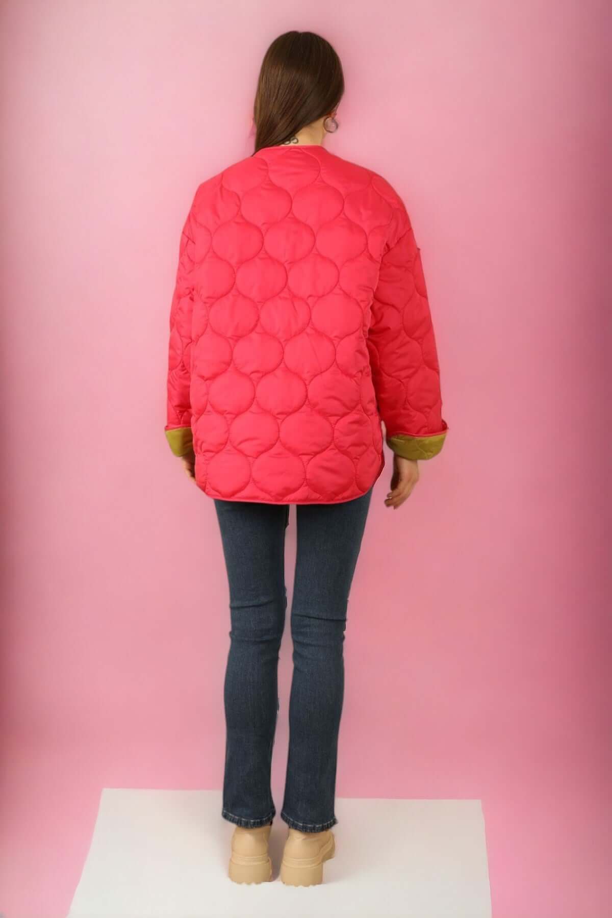 Reversible Quilted Jacket - Fuschia/Green