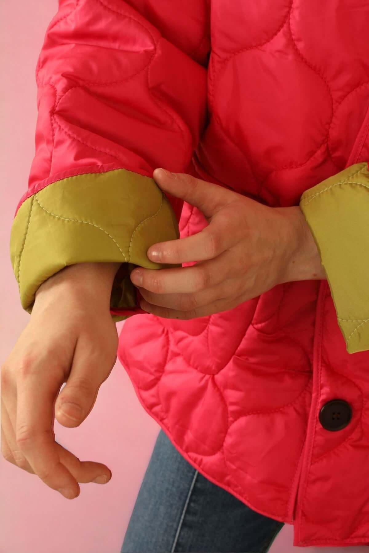 Reversible Quilted Jacket - Fuschia/Green