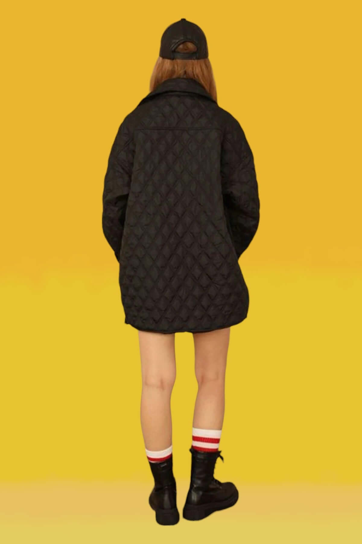 Oversize Quilted Shell Jacket - Black