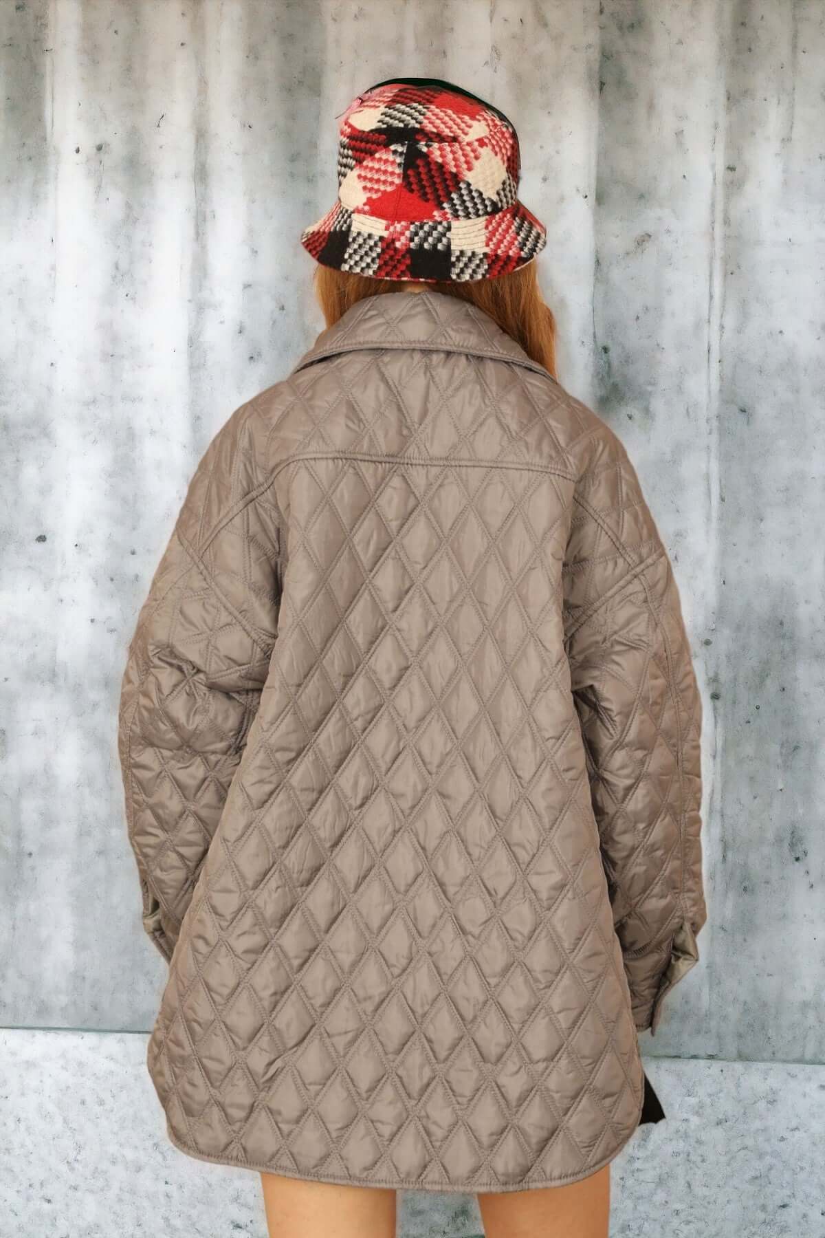 Oversize Quilted Shell Jacket - Grey