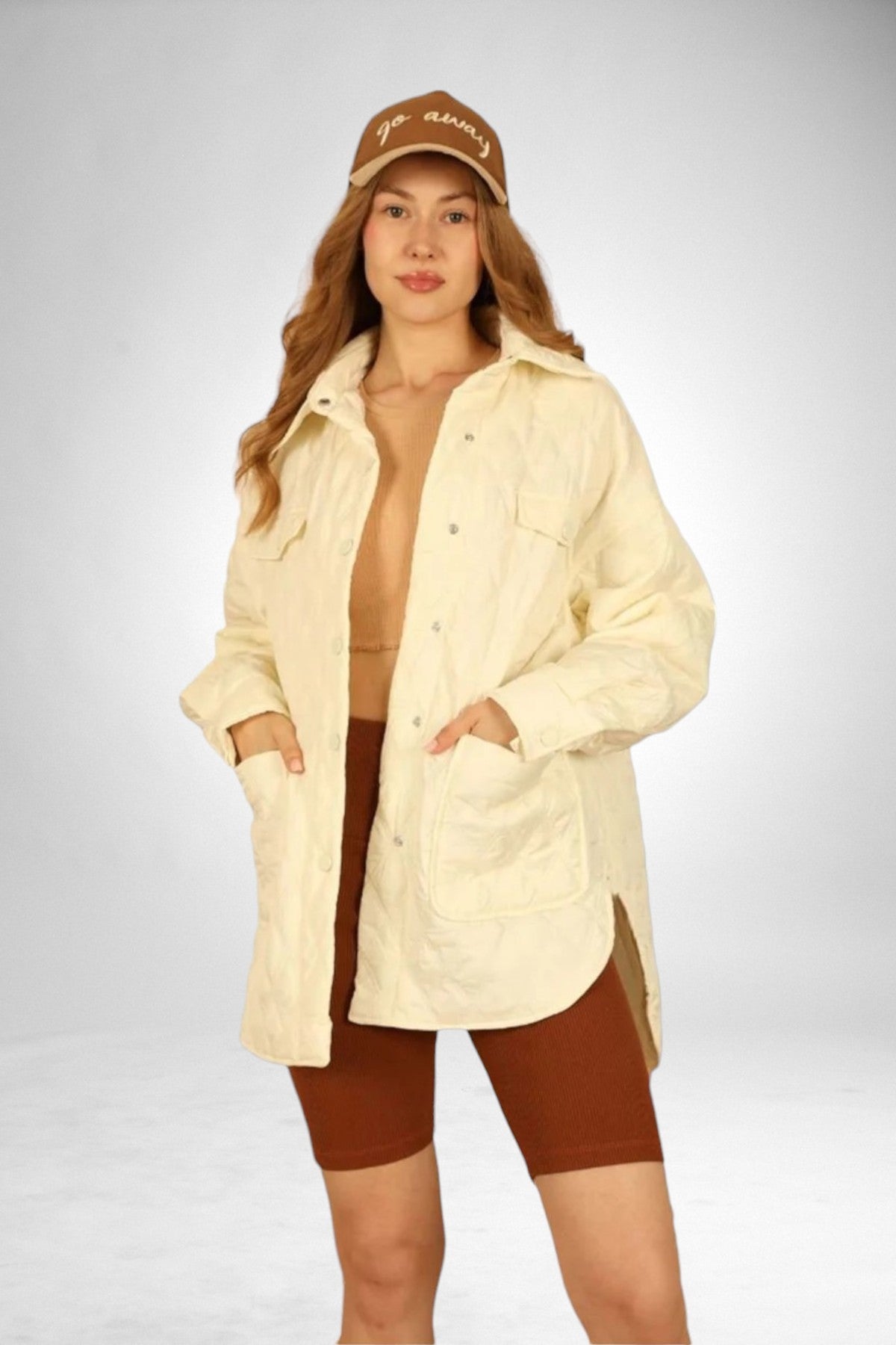 Oversize Quilted Shell Jacket - Ecru