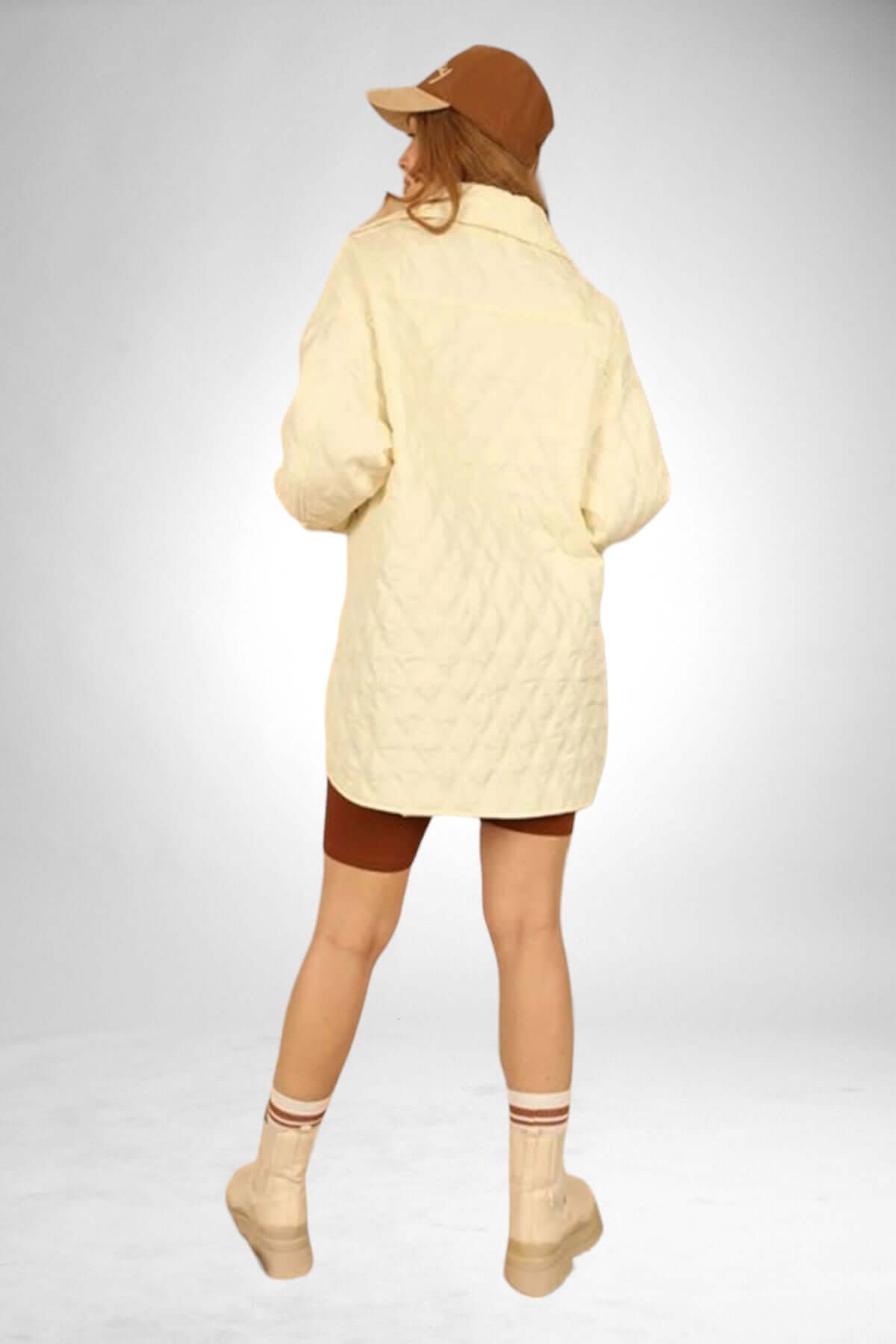 Oversize Quilted Shell Jacket - Ecru