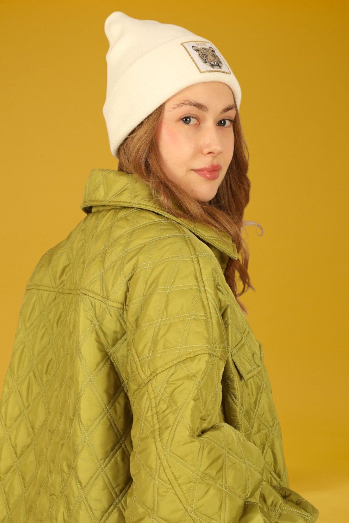 Oversize Quilted Shell Jacket - Oil Green