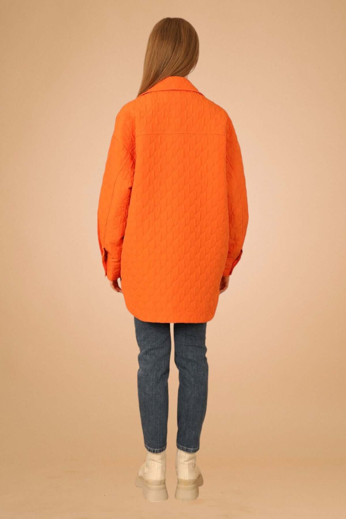 Quilted Oversize Shirt - Orange