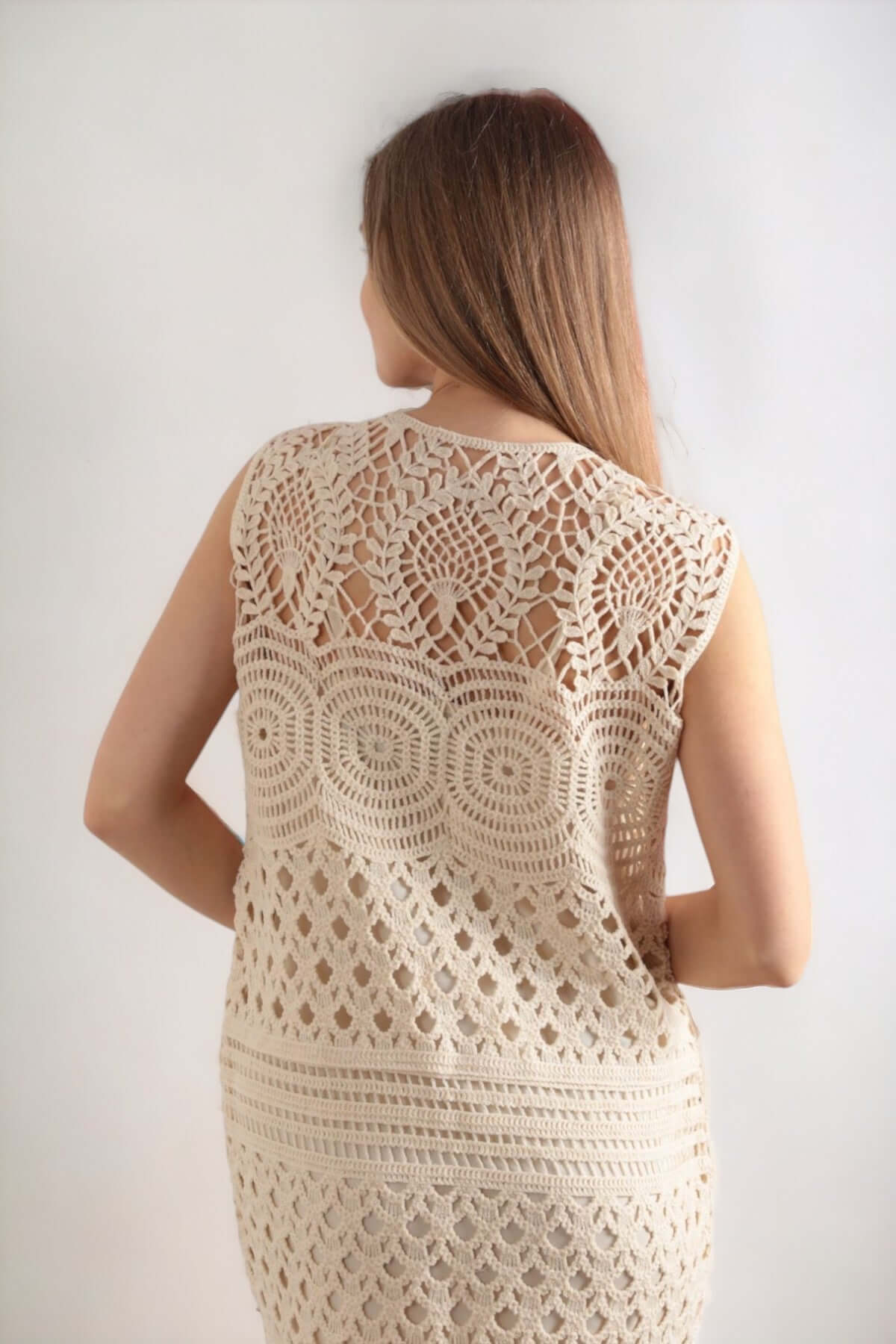 Off-White Hand Knit Dress - Beige