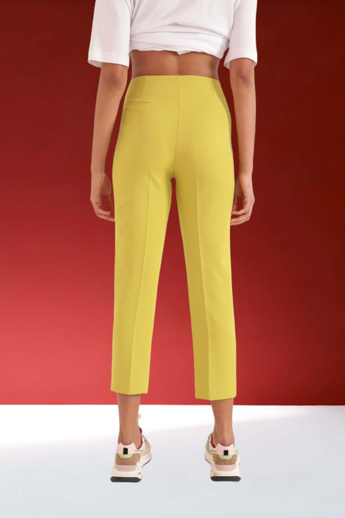 Pleated Cropped Tight Trousers - Oil Green