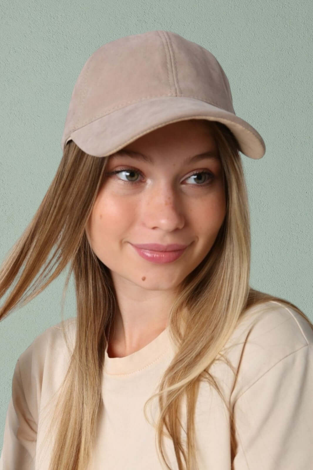 Suede Ball Cap-Beige