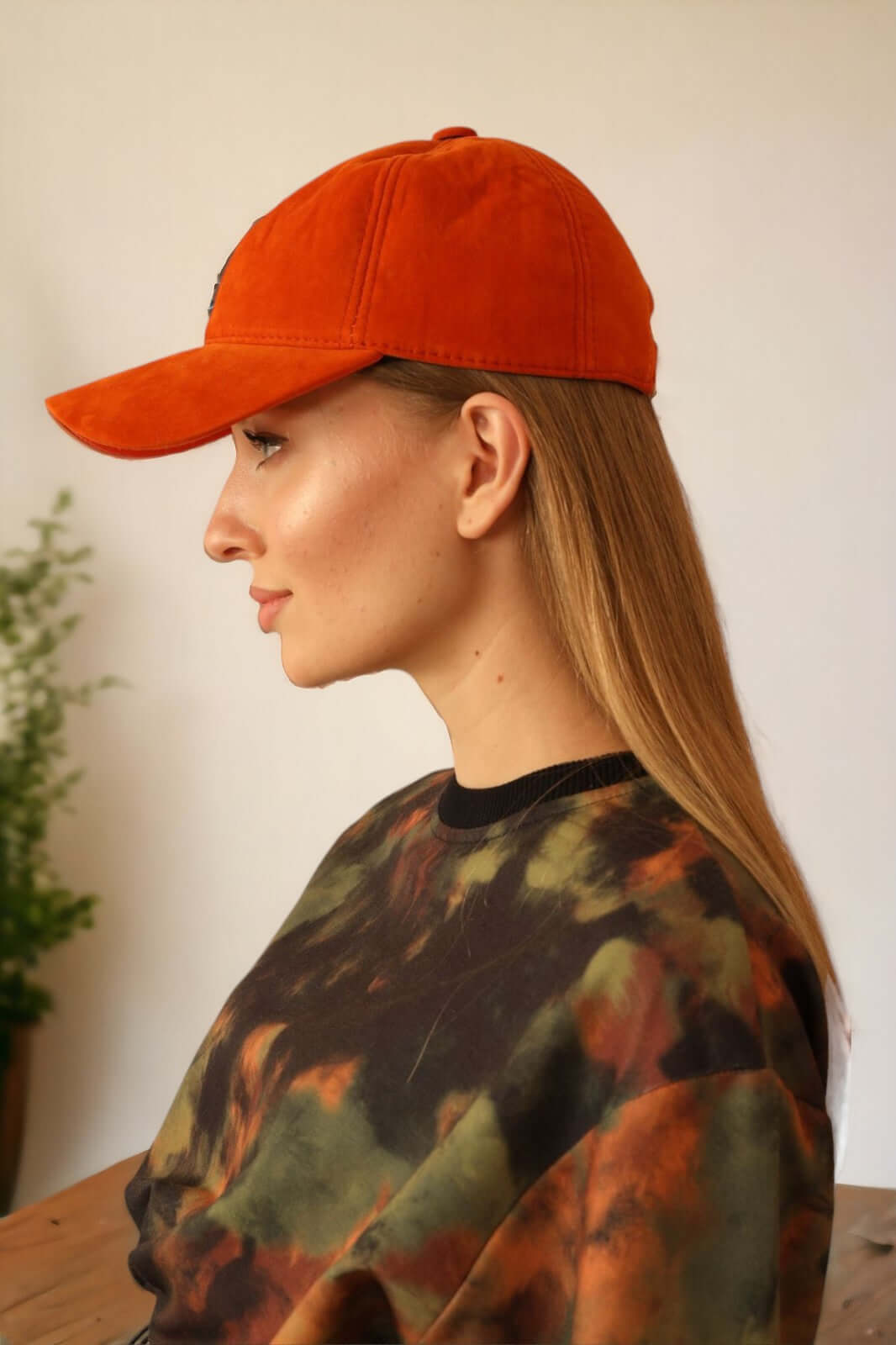 Suede Ball Cap-Orange