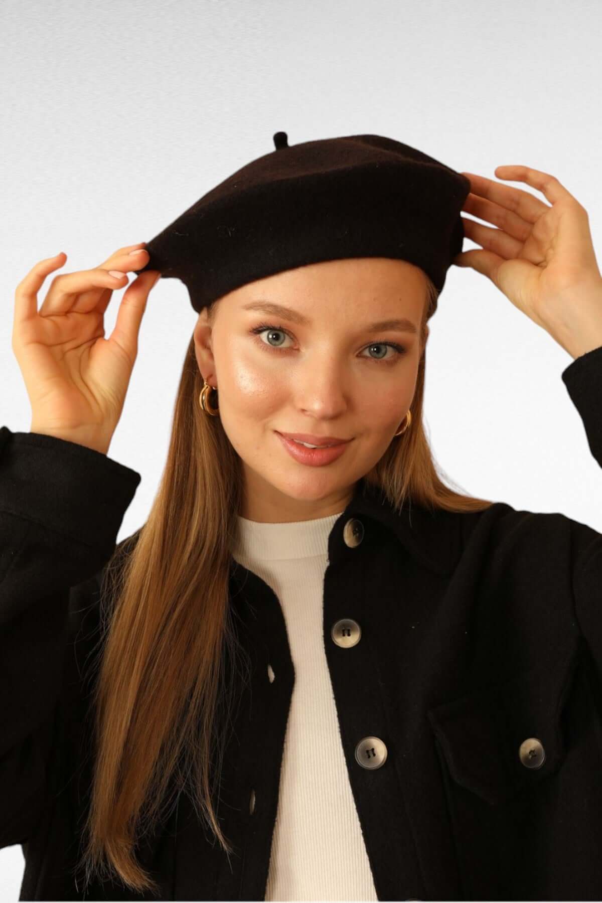 Wool Vintage French Beret - Black