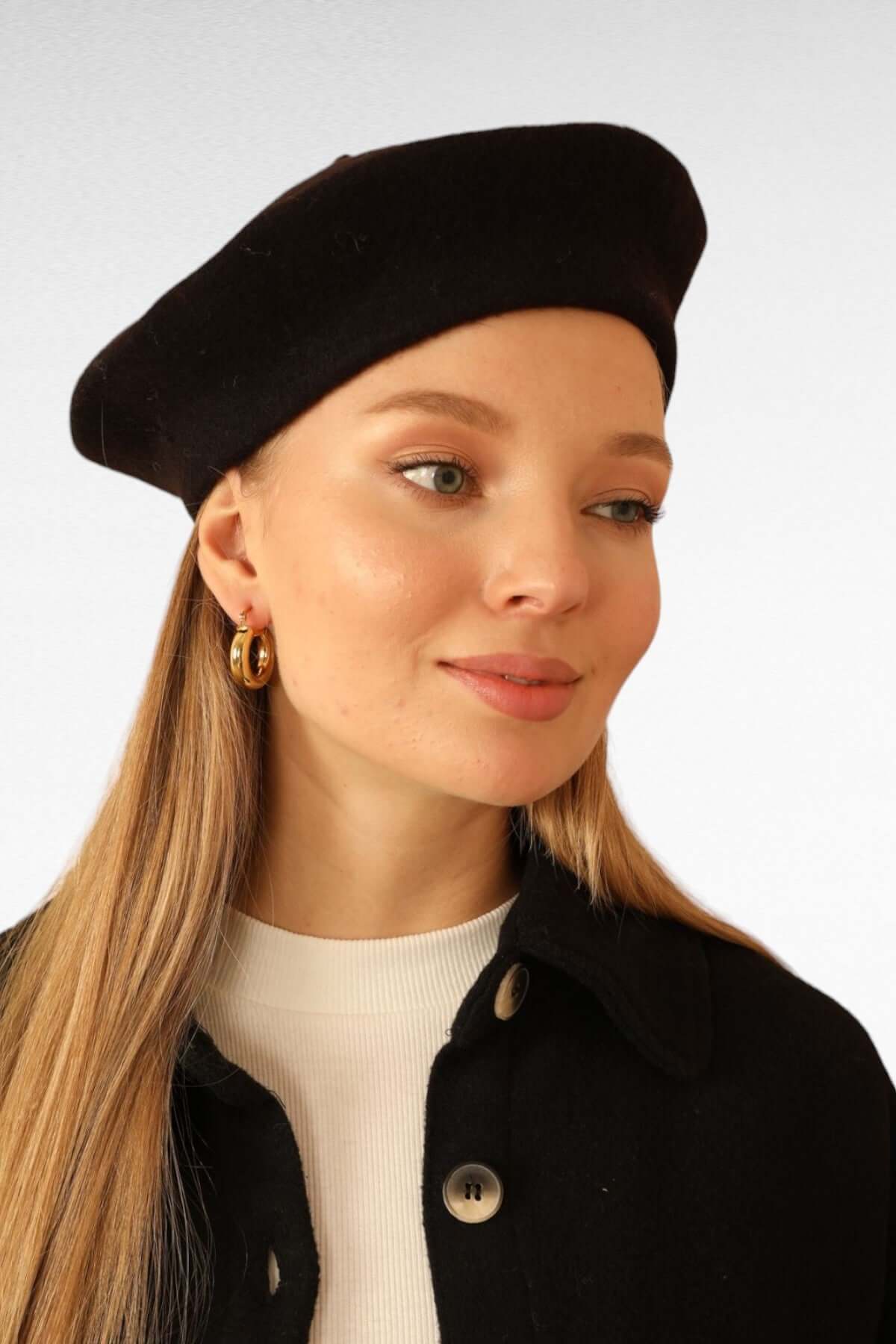 Wool Vintage French Beret - Black