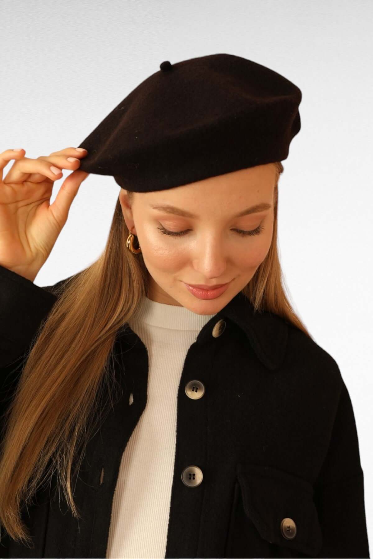 Wool Vintage French Beret - Black