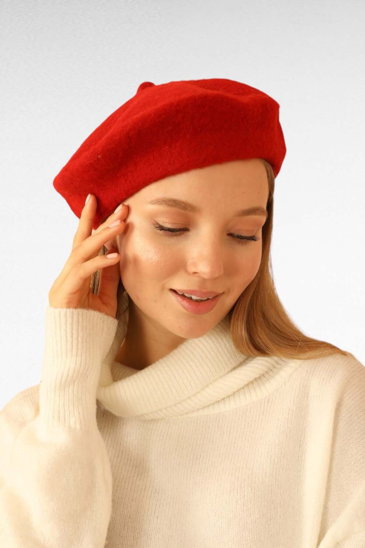 Wool Vintage French Beret - Red