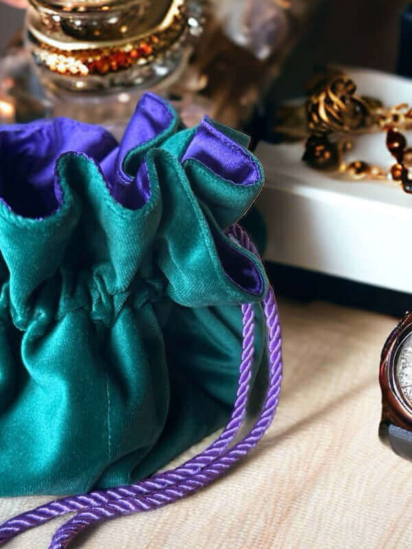 Velvet Pocket Organizer Green Purple