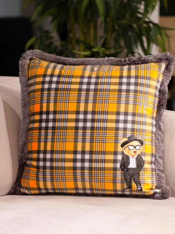 YELLOW TED VELVET CUSHION