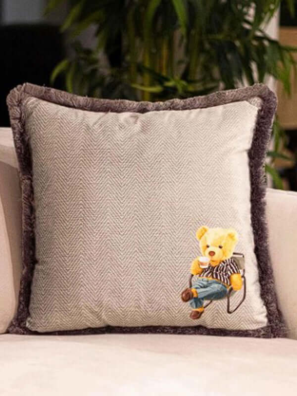 GREY TED VELVET CUSHION