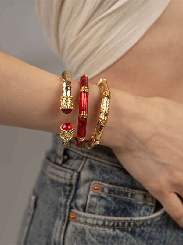 Cleopatra Gold Bracelet with Ruby Stone