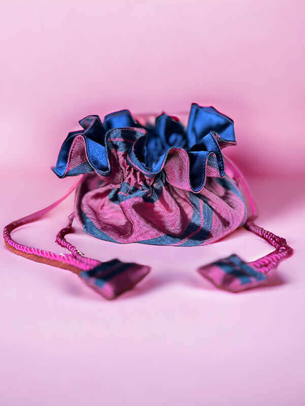 Kutnu Fuschia Drawstring Jewelery Bag