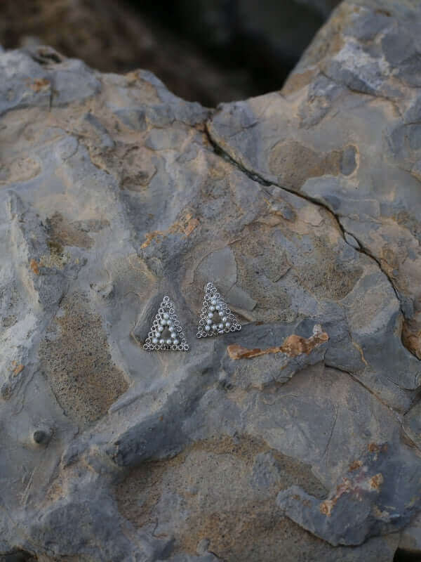 Triangle Pearl Earrings