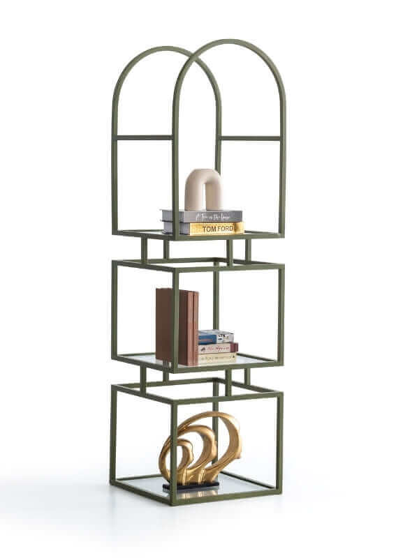 GREEN ARCHED BOOKSHELF