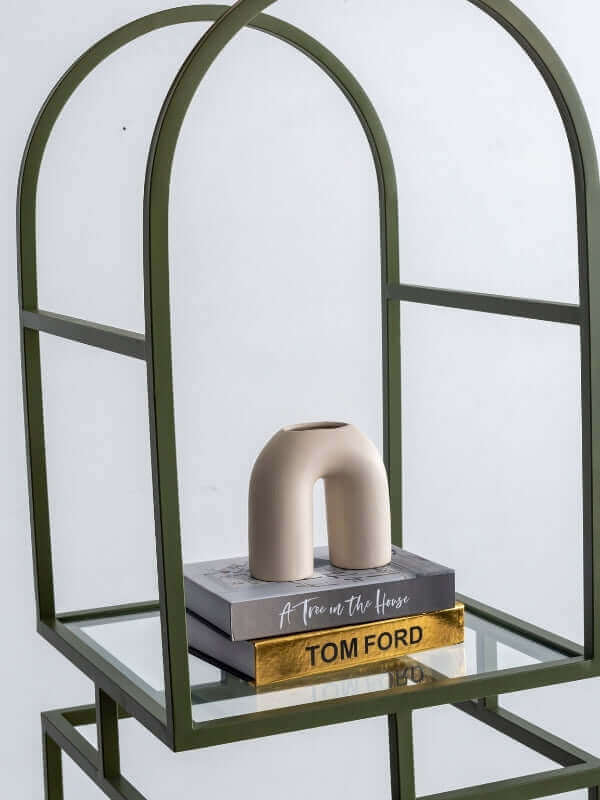 GREEN ARCHED BOOKSHELF