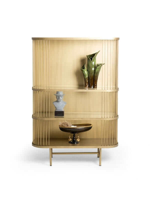 LAILA BRASS SHOWCASE WITH GLASS SHELVES