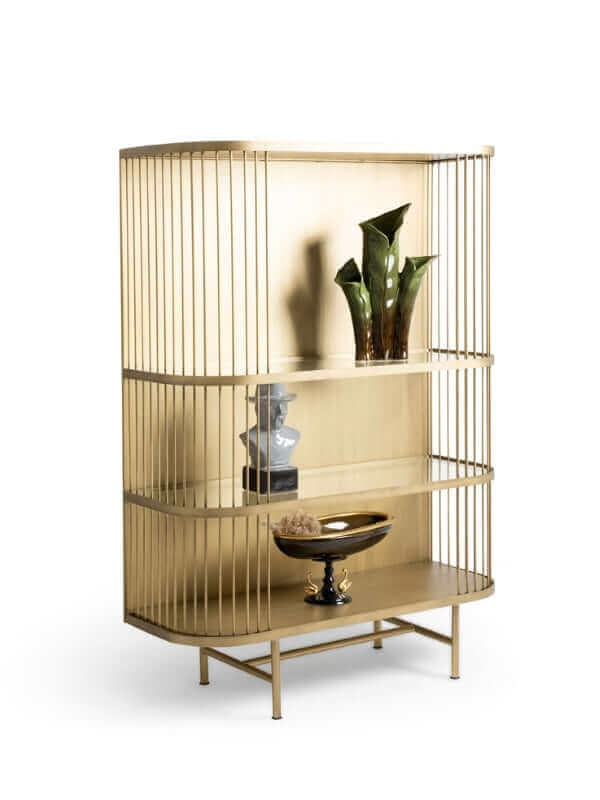 LAILA BRASS SHOWCASE WITH GLASS SHELVES