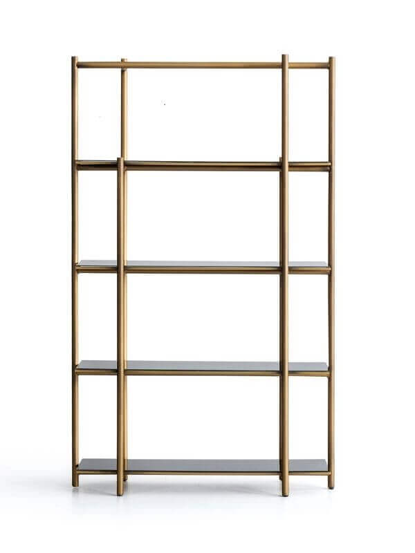 MANDY BRASS BOOKSHELF WITH GLASS