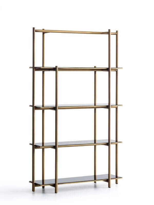 MANDY BRASS BOOKSHELF WITH GLASS