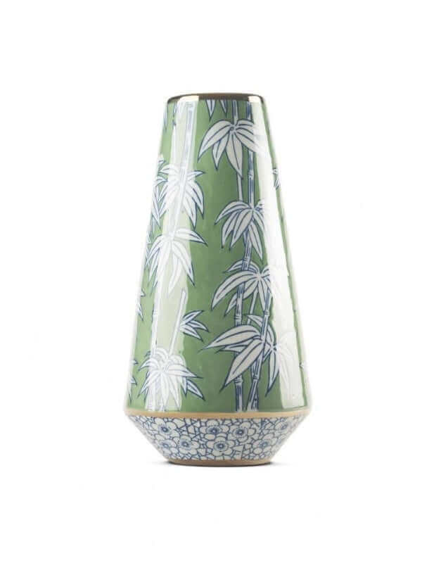 CERAMIC GREEN PALM VASE