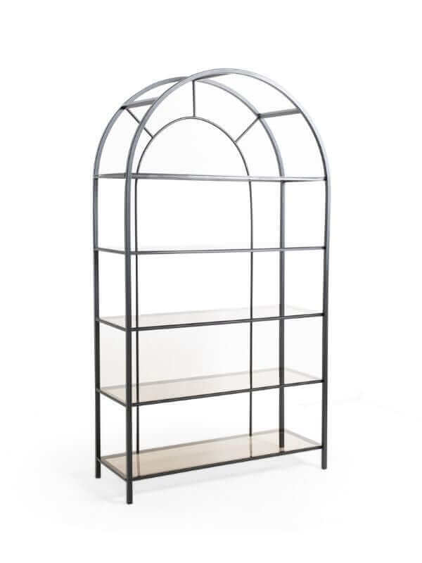 ROME BLACK STEEL BOOKSHELF WITH GLASS SHELVES