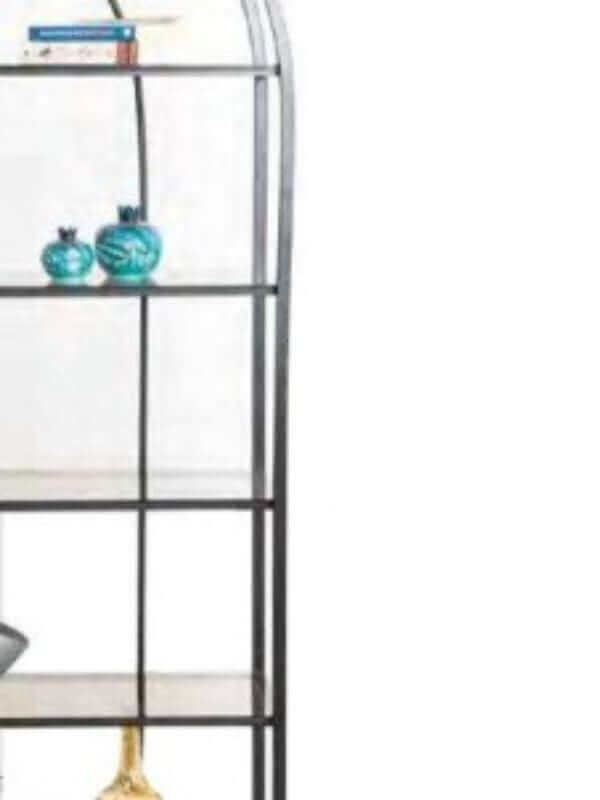 ROME BLACK STEEL BOOKSHELF WITH GLASS SHELVES