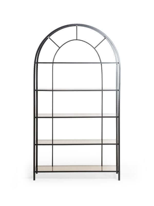 ROME BLACK STEEL BOOKSHELF WITH GLASS SHELVES